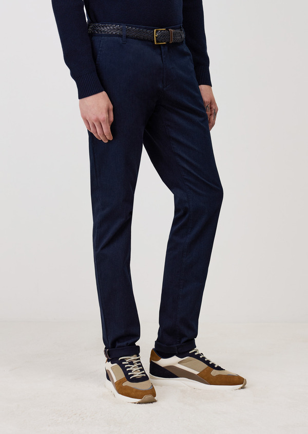 Chino slack skinny en coton mélangé bleu indigo - Father and Sons 68527