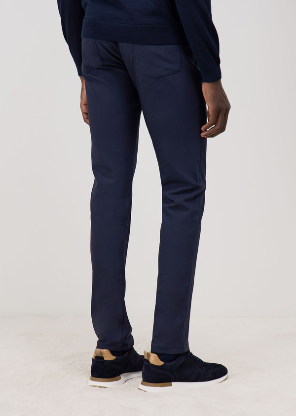 Pantalon casual skinny en coton mélangé bleu marine - Father and Sons 71546