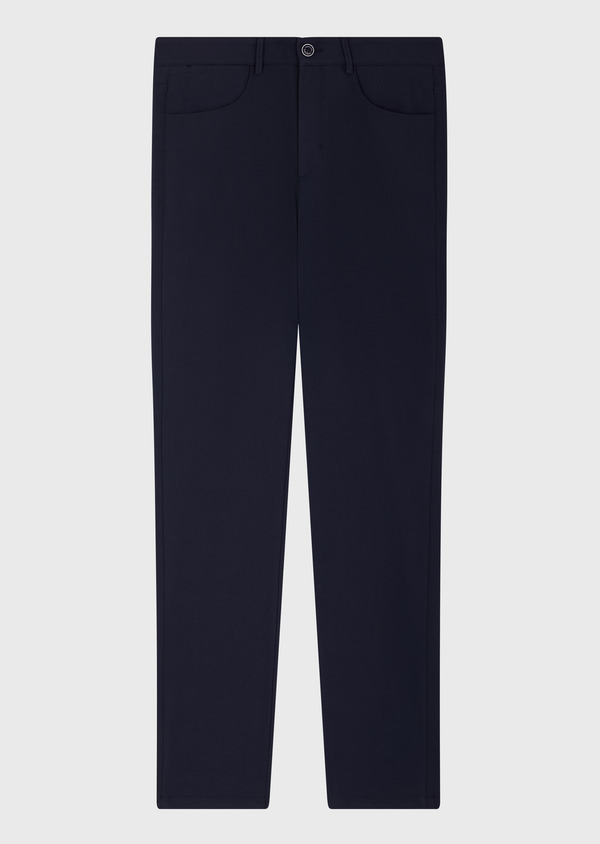 Pantalon casual skinny en coton mélangé bleu marine - Father and Sons 71548