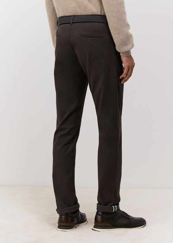 Chino slack skinny 7/8 en coton mélangé marron - Father and Sons 69096