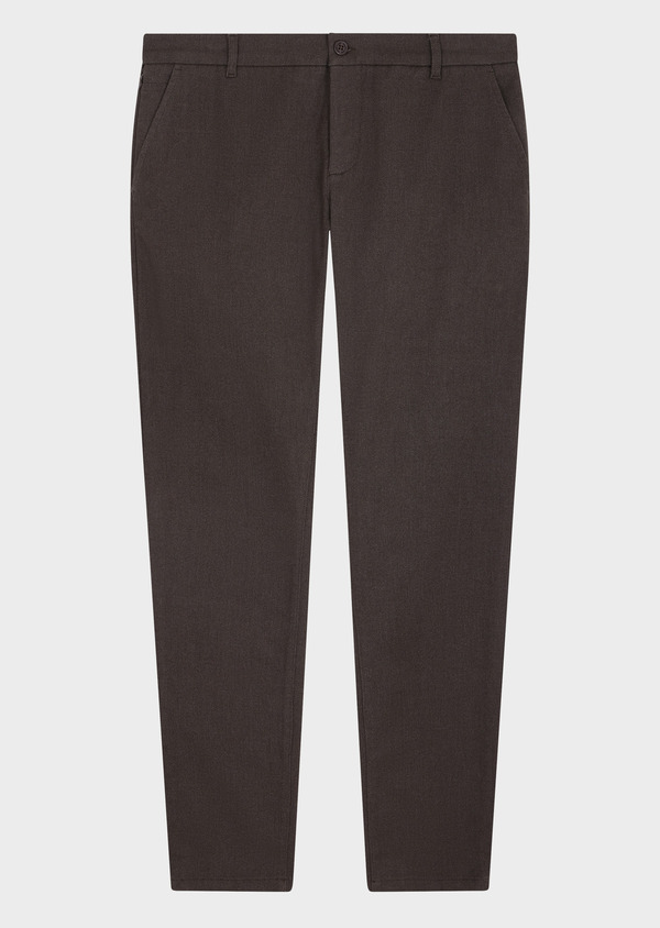 Chino slack skinny 7/8 en coton mélangé marron - Father and Sons 69099