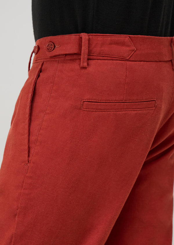 Chino slack skinny 7/8 en coton mélangé rouge - Father and Sons 70342