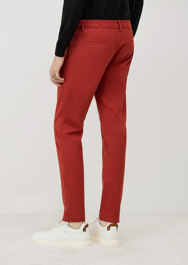 Chino slack skinny 7/8 en coton mélangé rouge - Father and Sons 70341