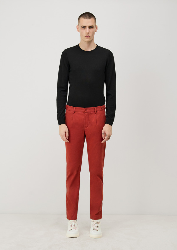 Chino slack skinny 7/8 en coton mélangé rouge - Father and Sons 70343