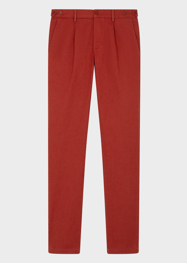 Chino slack skinny 7/8 en coton mélangé rouge - Father and Sons 70344