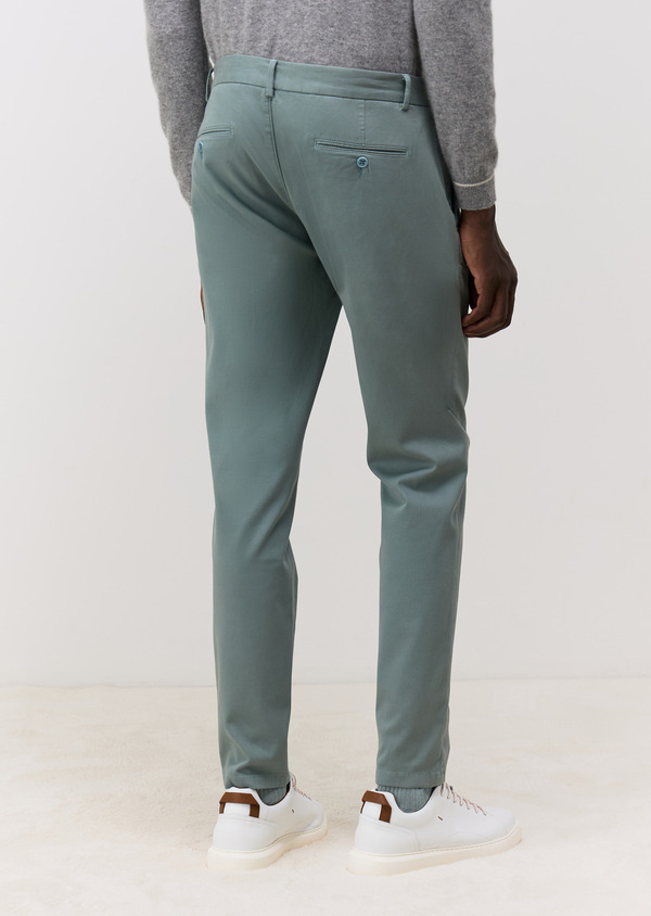 Chino slack skinny 7/8 en coton stretch vert d'eau - Father and Sons 69116