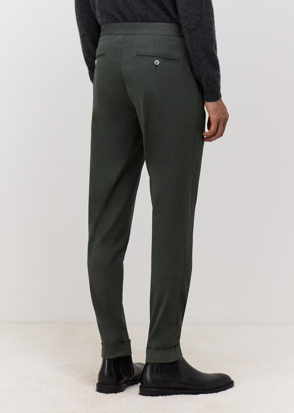 Chino slack skinny 7/8 en coton mélangé olive - Father and Sons 68539