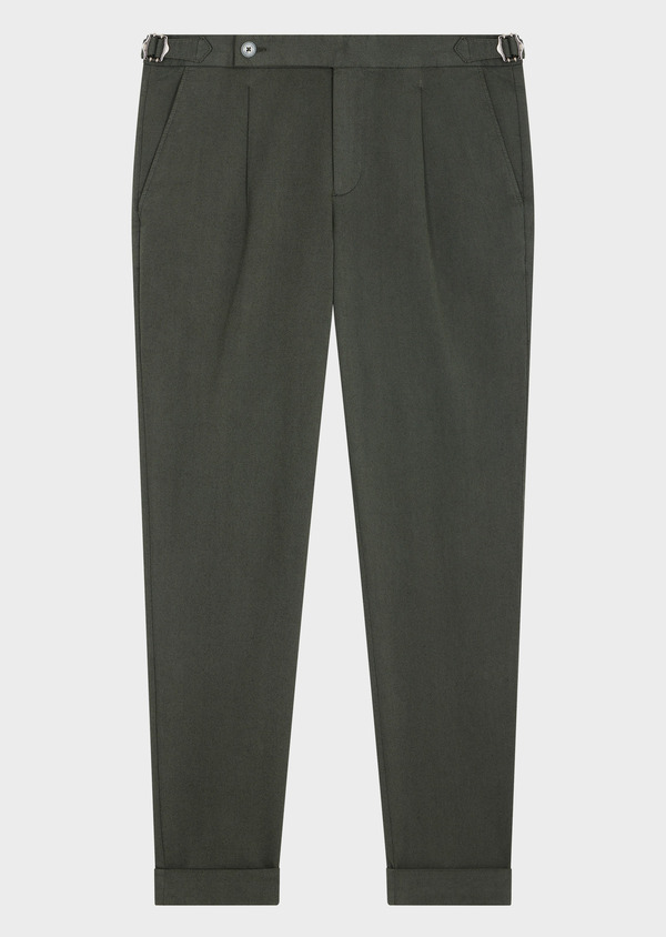 Chino slack skinny 7/8 en coton mélangé olive - Father and Sons 68542