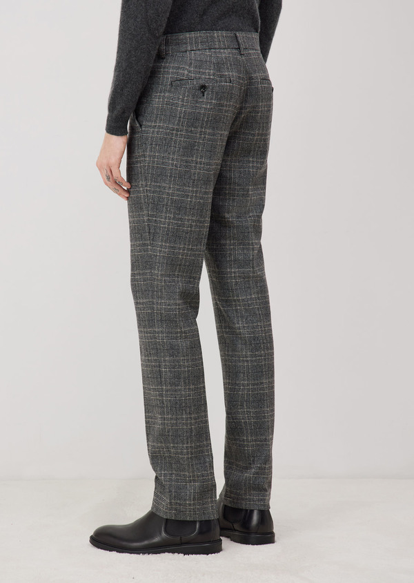 Pantalon coordonnable Slim en laine mélangée anthracite Prince de Galles - Father and Sons 70307