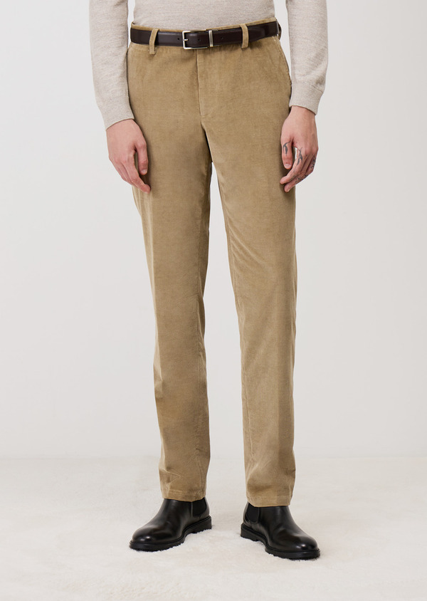 Pantalon coordonnable Slim en velours côtelé camel - Father and Sons 69045