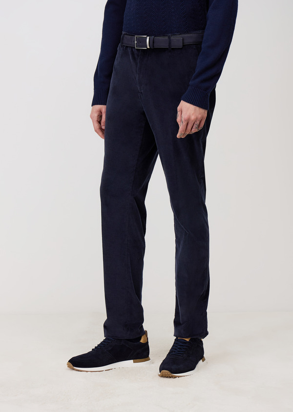 Pantalon coordonnable Slim en velours côtelé bleu marine - Father and Sons 69049