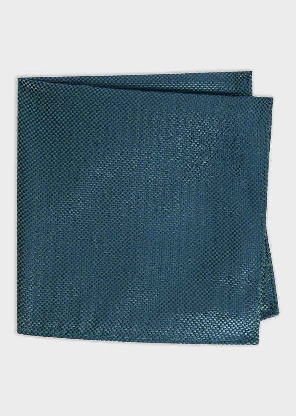 Pochette en soie à carreaux bleu marine et vert bouteille - Father and Sons 70619