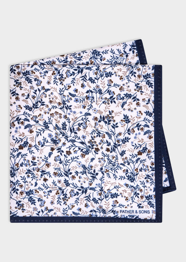 Pochette bleu indigo à motif fleuri - Father and Sons 68173