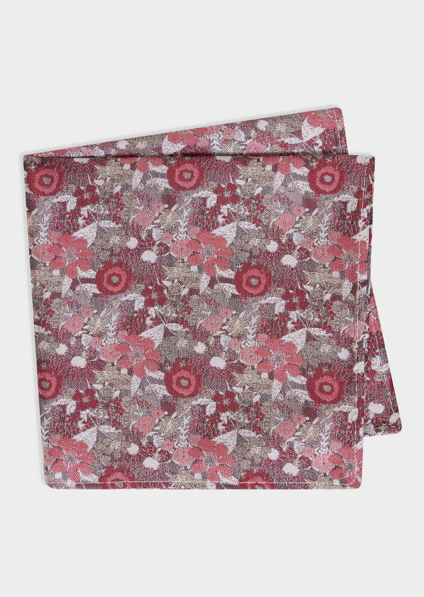 Pochette en soie mélangée rouge à motif fleuri - Father and Sons 67955