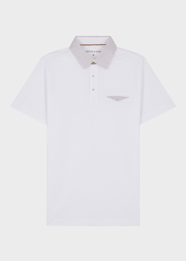 Polo manches courtes Slim en coton uni blanc - Father and Sons 65136