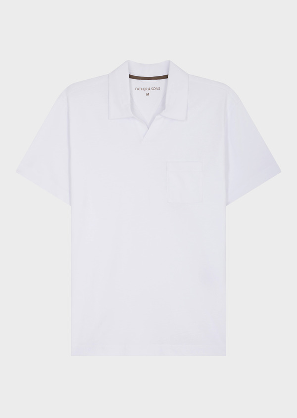 Polo manches courtes Slim en coton uni blanc - Father and Sons 65228