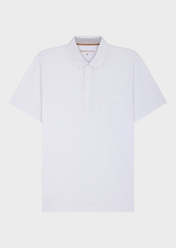 Polo manches courtes Slim en coton uni blanc - Father and Sons 65231