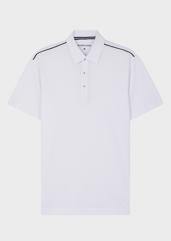 Polo manches courtes Slim en coton uni blanc - Father and Sons 65236