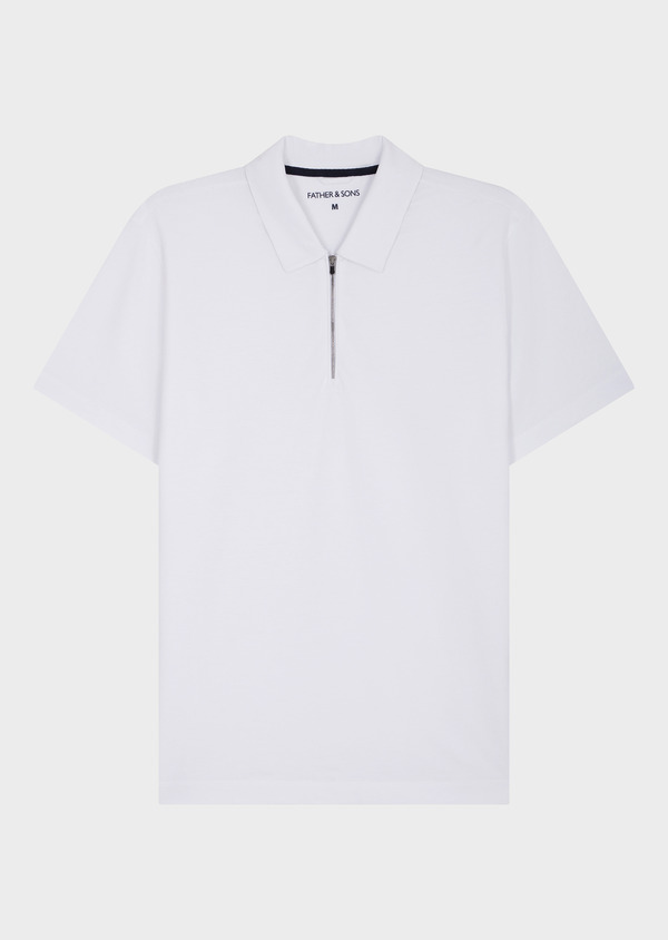 Polo manches courtes Slim en coton uni blanc - Father and Sons 65237