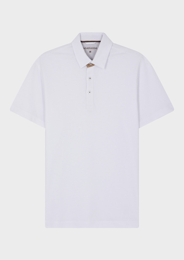 Polo manches courtes Slim en coton uni blanc - Father and Sons 65238