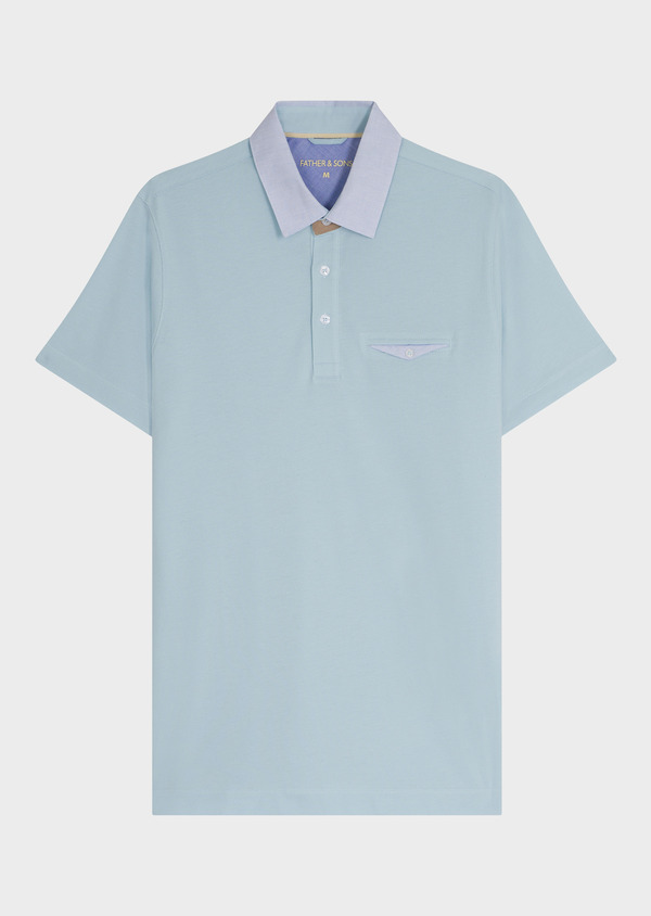 Polo manches courtes Slim en coton uni bleu ciel - Father and Sons 65210