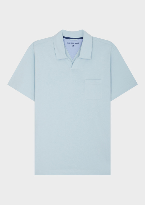 Polo manches courtes Slim en coton uni bleu ciel - Father and Sons 65229