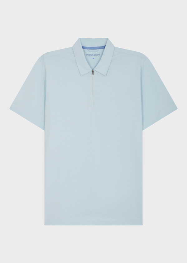 Polo manches courtes Slim en coton uni bleu ciel - Father and Sons 65233