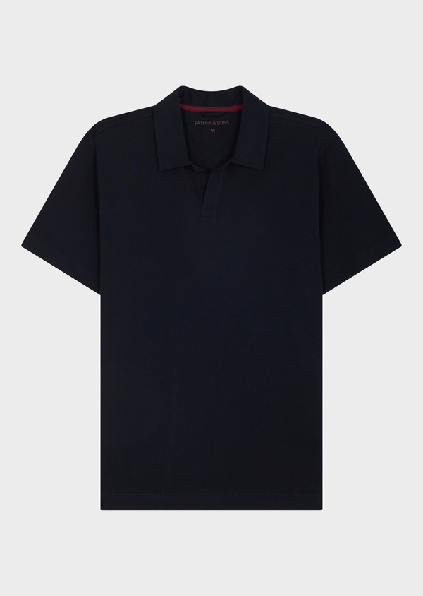 Polo manches courtes Slim en coton uni bleu marine - Father and Sons 65234