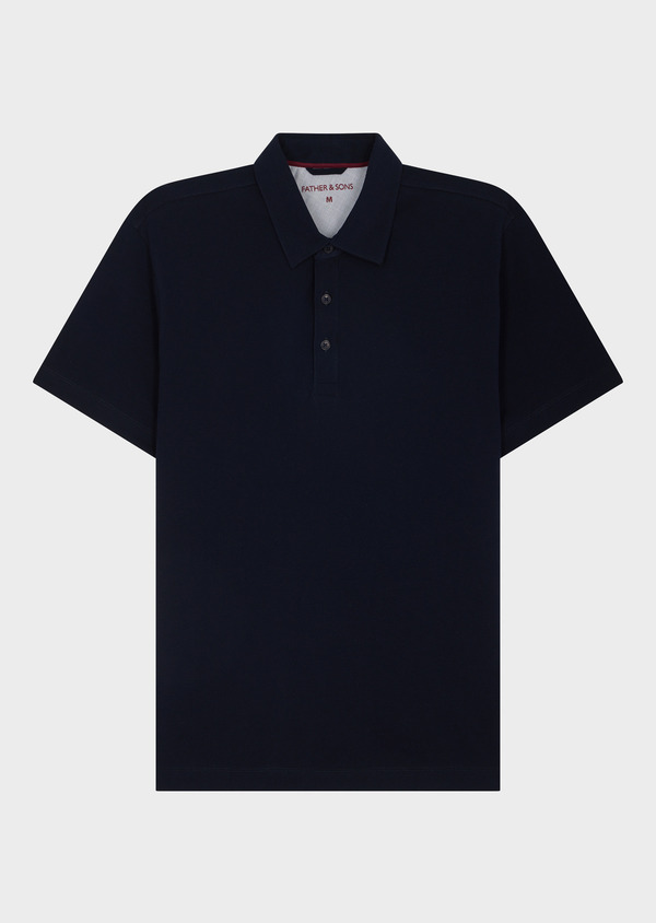 Polo manches courtes Slim en coton uni bleu marine - Father and Sons 65239