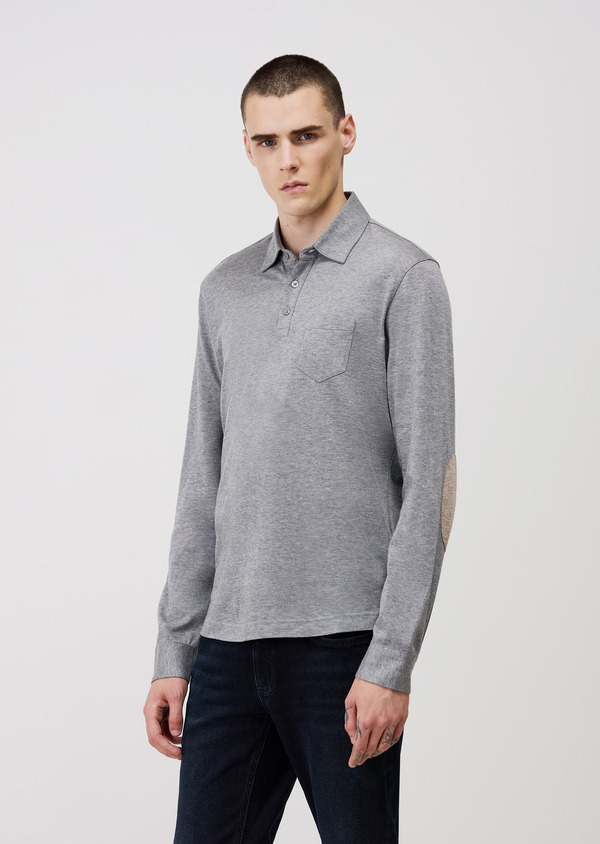 Polo manches longues Slim en coton gris - Father and Sons 69336