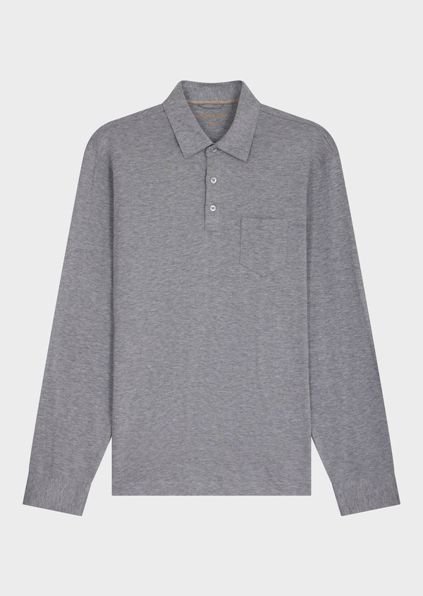 Polo manches longues Slim en coton gris - Father and Sons 69340