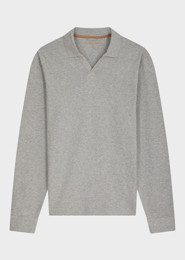 Polo manches longues Slim en coton gris - Father and Sons 69344