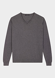 Pull Homme Col en V en Laine Gris Clair