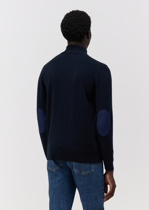 Pull col zippé en cachemire bleu marine - Father and Sons 69552