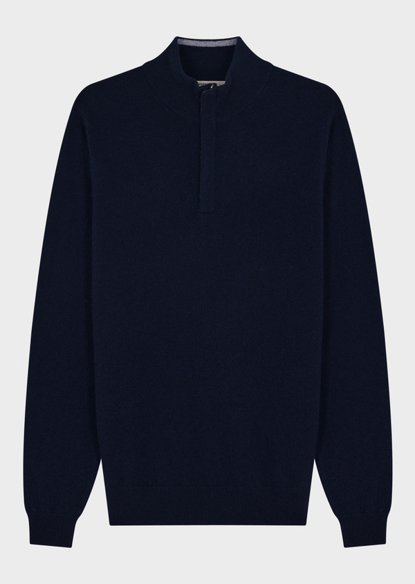 Pull col zippé en cachemire bleu marine - Father and Sons 69554