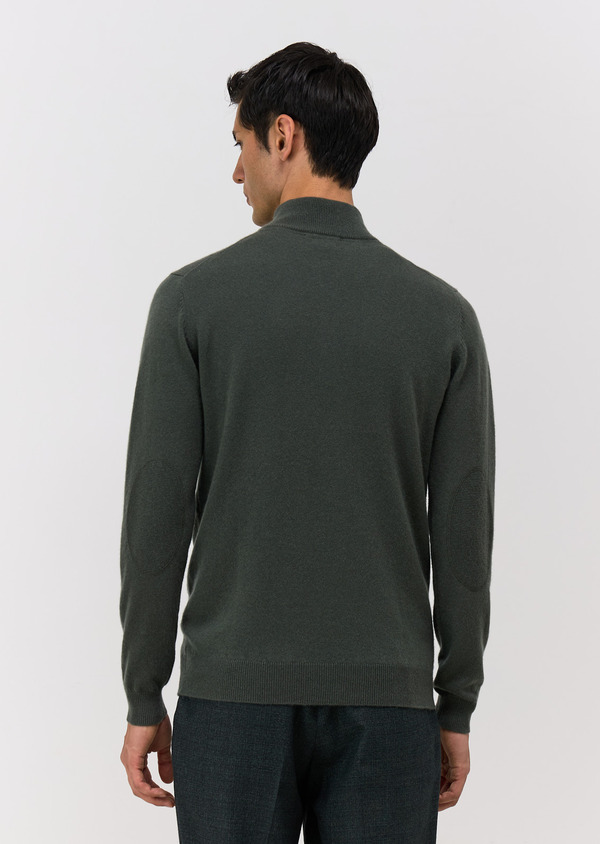 Pull col zippé en cachemire olive - Father and Sons 69548