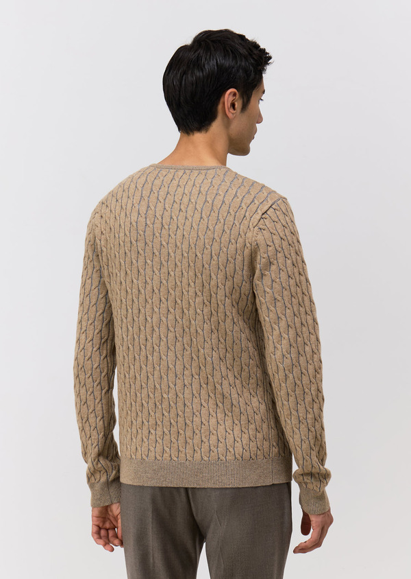 Pull col rond camel et gris - Father and Sons 69372