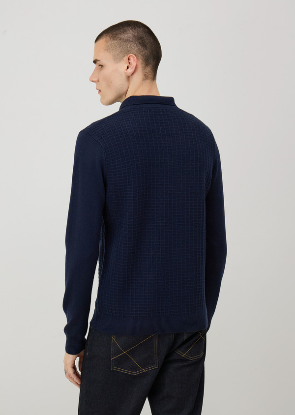 Pull col polo bleu indigo - Father and Sons 70469