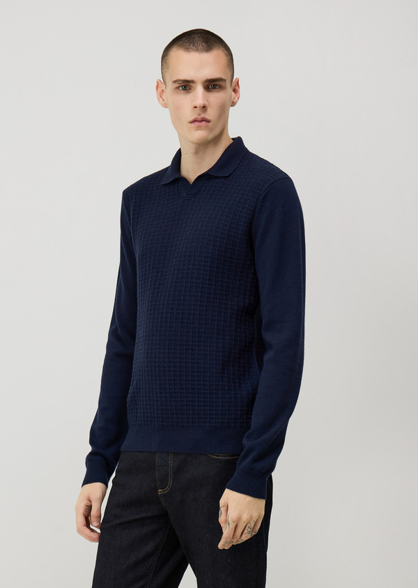 Pull col polo bleu indigo - Father and Sons 70468