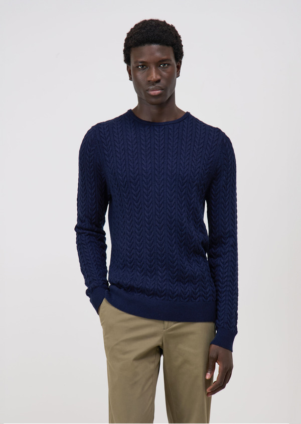 Pull col rond bleu marine - Father and Sons 71579