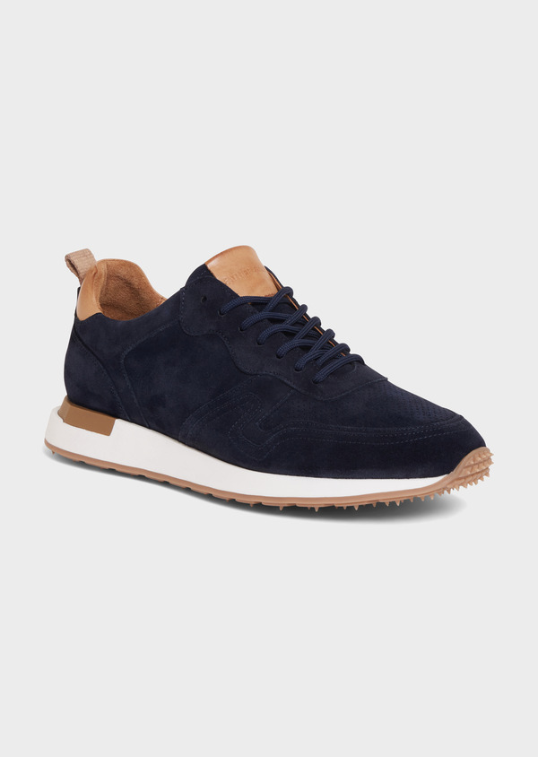 Baskets en cuir nubuck bleu marine - Father and Sons 68019