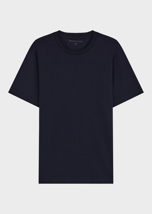 Tee-shirt col rond en coton bleu indigo - Father and Sons 67791