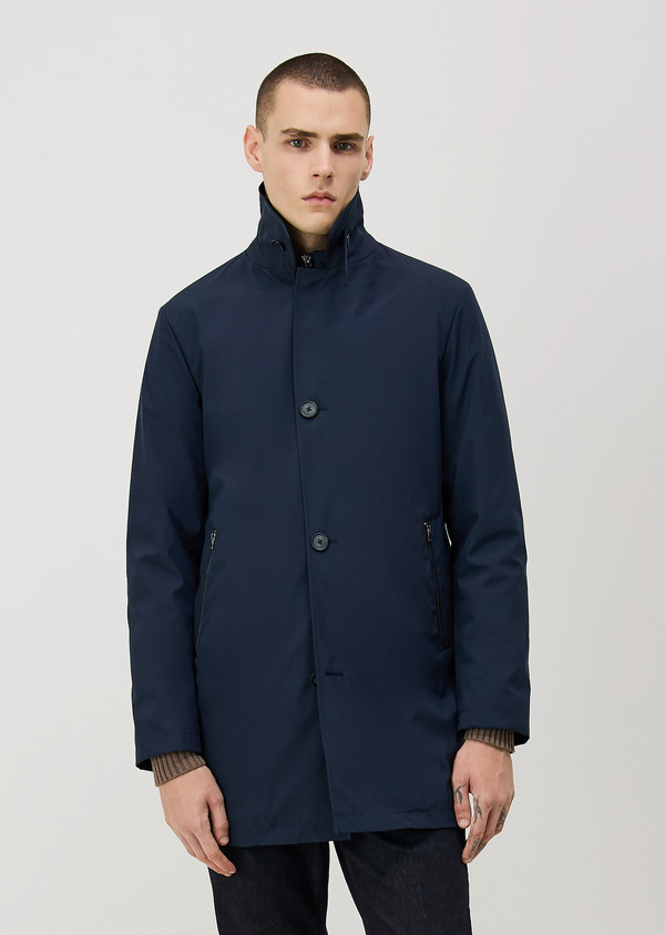 Trench droit bleu indigo à parementure - Father and Sons 70445