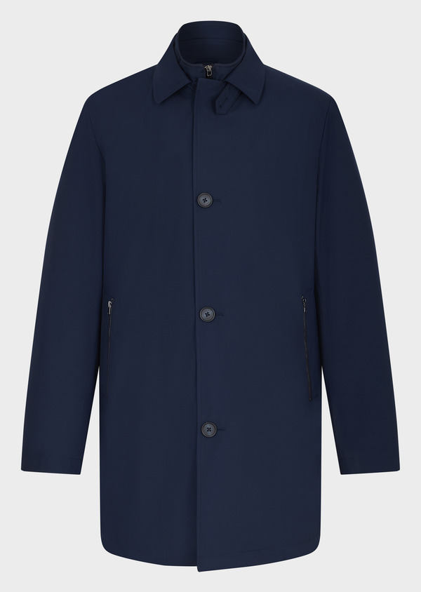 Trench droit bleu indigo à parementure - Father and Sons 70449