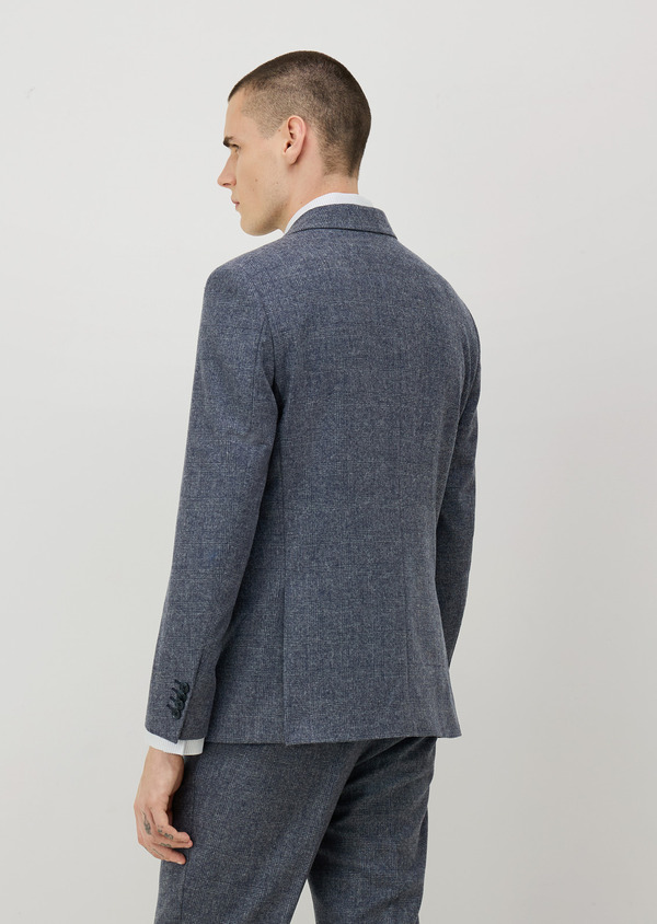 Veste Slim en laine mélangée bleu turquin Prince de Galles - Father and Sons 70398