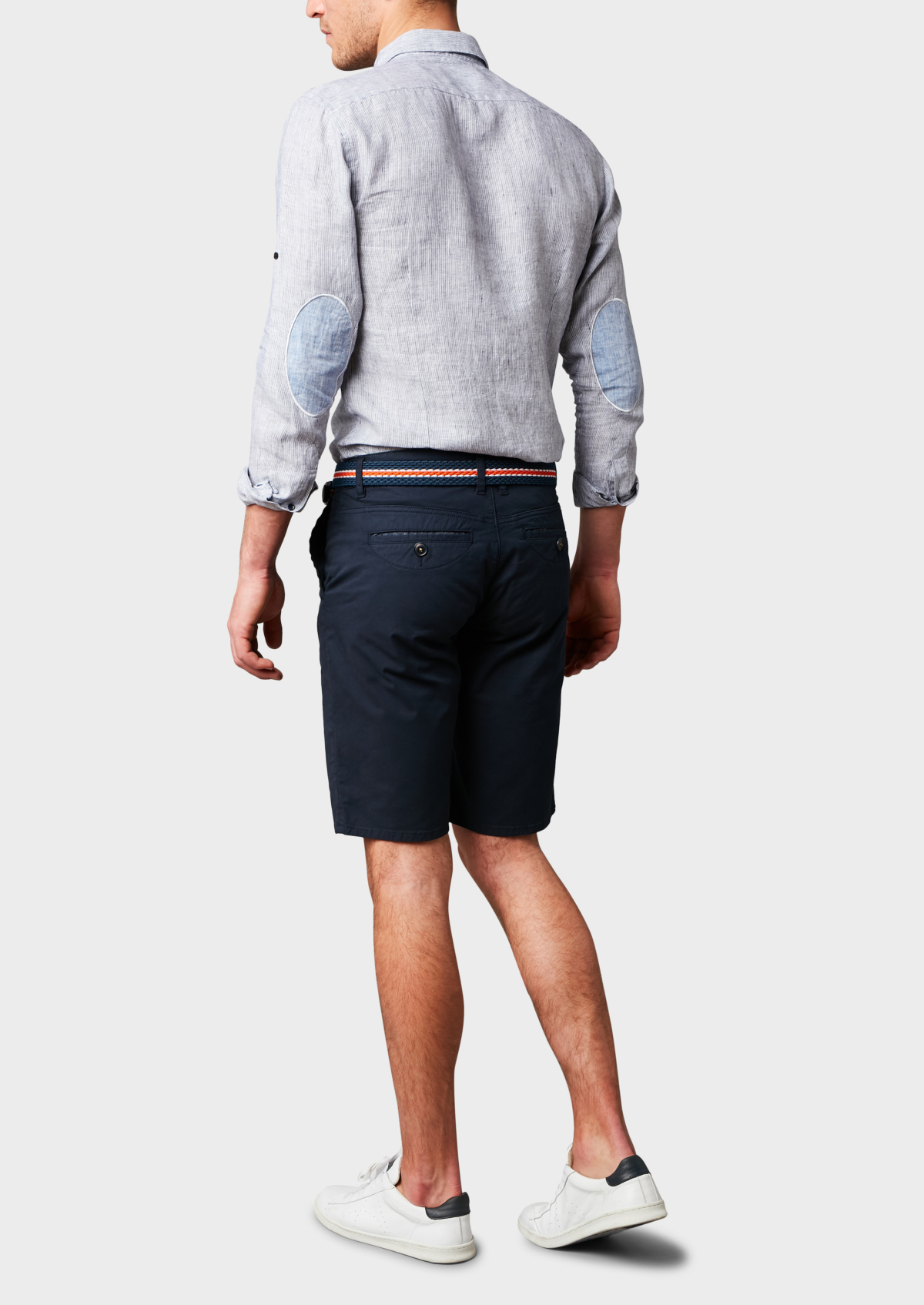 Bermuda en coton stretch uni bleu marine | Father and Sons